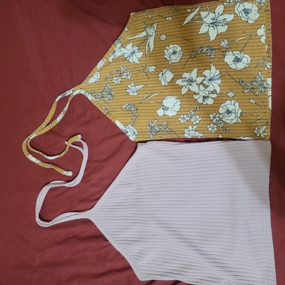 Floral and Ribbed Halter Tops